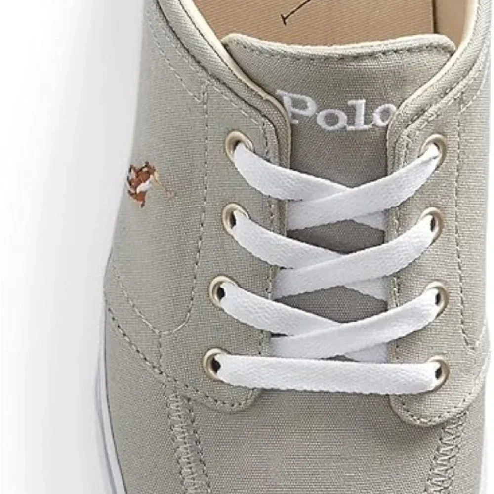 POLO RALPH LAUREN men Canvas Boat Shoes Gray Brown Pony Sz: 11